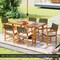 7 Piece Acacia Wood Dining Table Set with Cushioned Armchairs Natural Off White